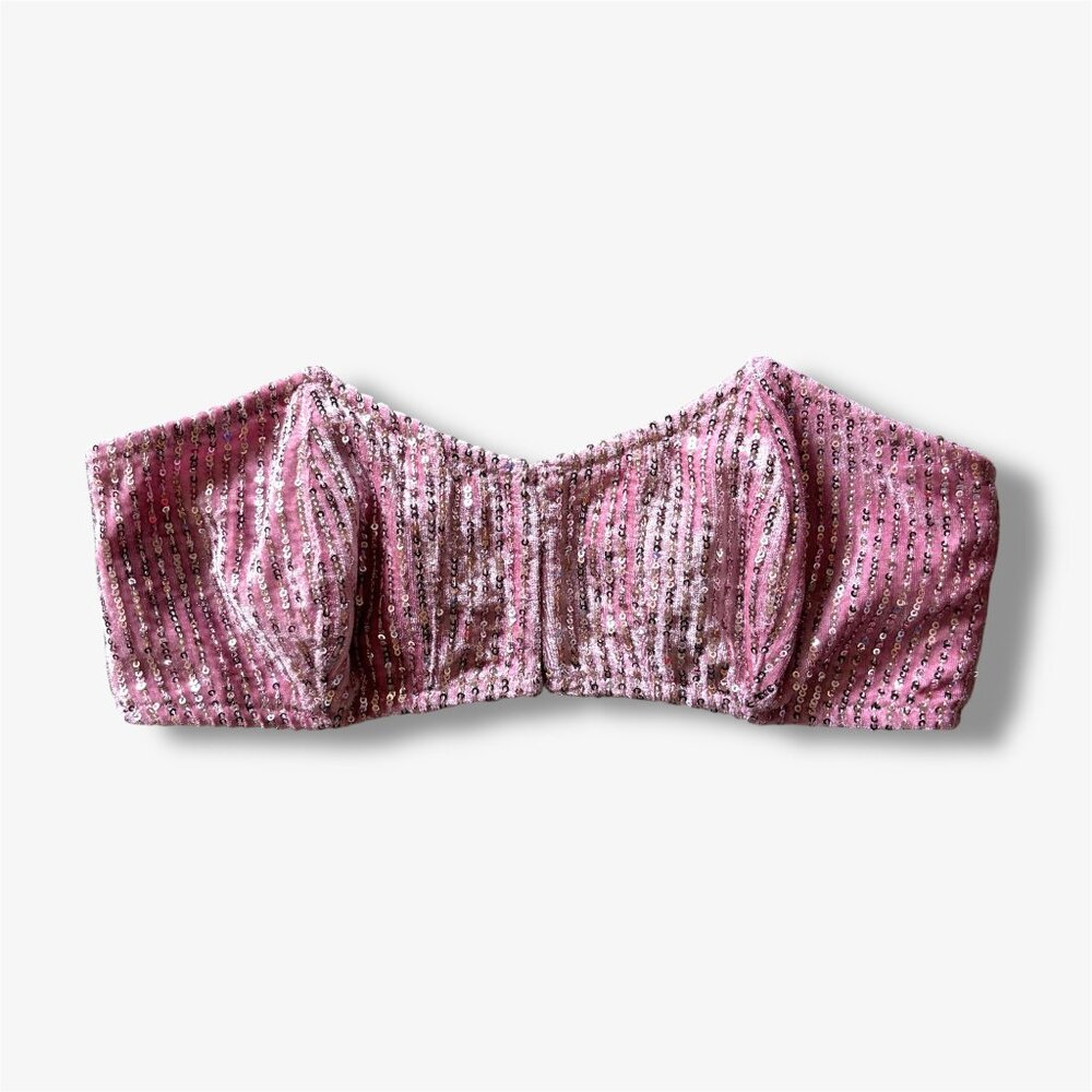 Urban Outfitters Pink Sequin Strapless Crop Top